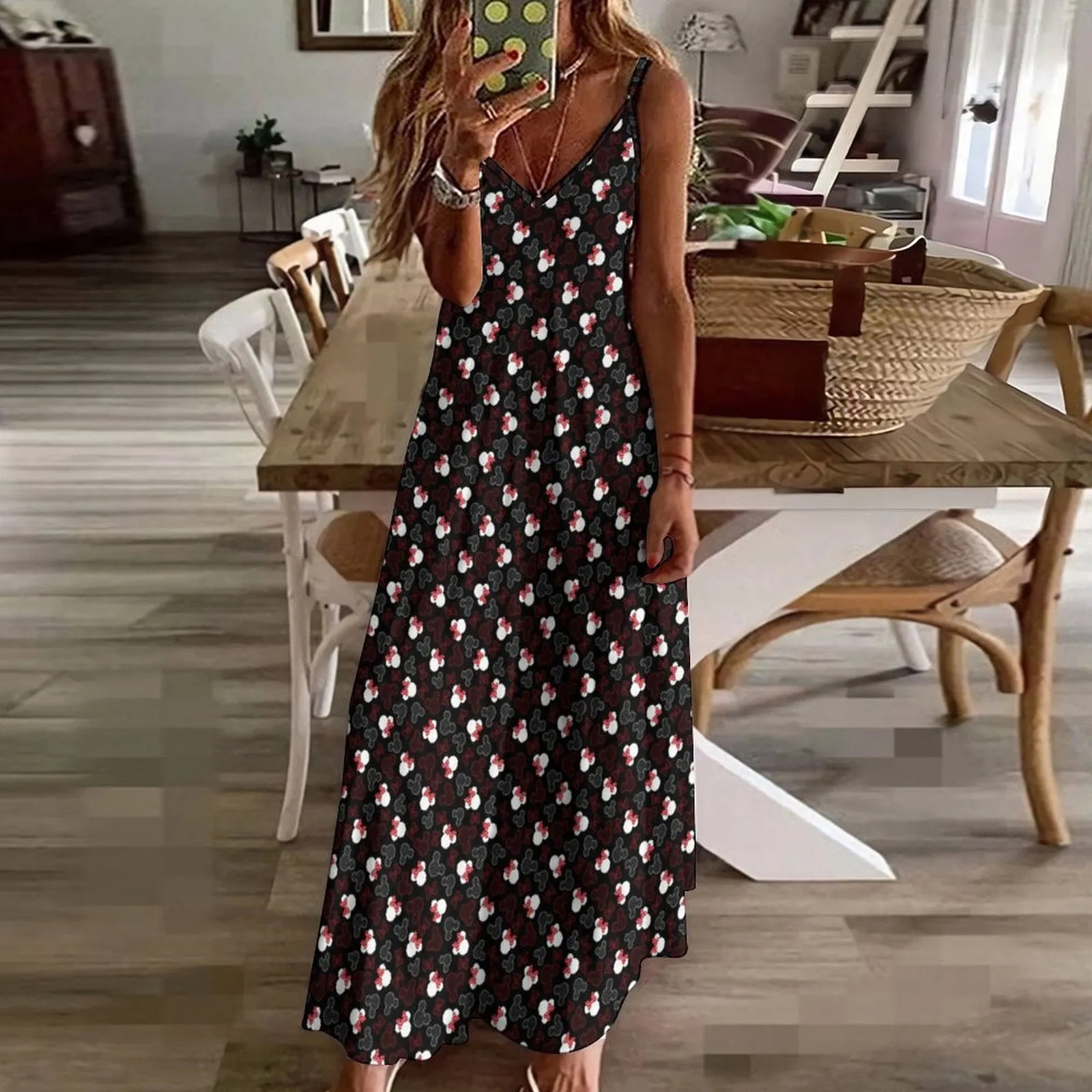 Mickey And Minnie Dots Women's Summer Slip Long Dress