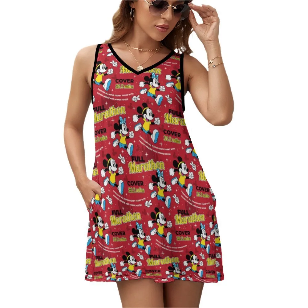 Mickey And Minnie Marathon Sleeveless Sundress With Pockets