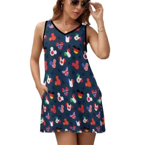 Mickey Flags Sleeveless Sundress With Pockets