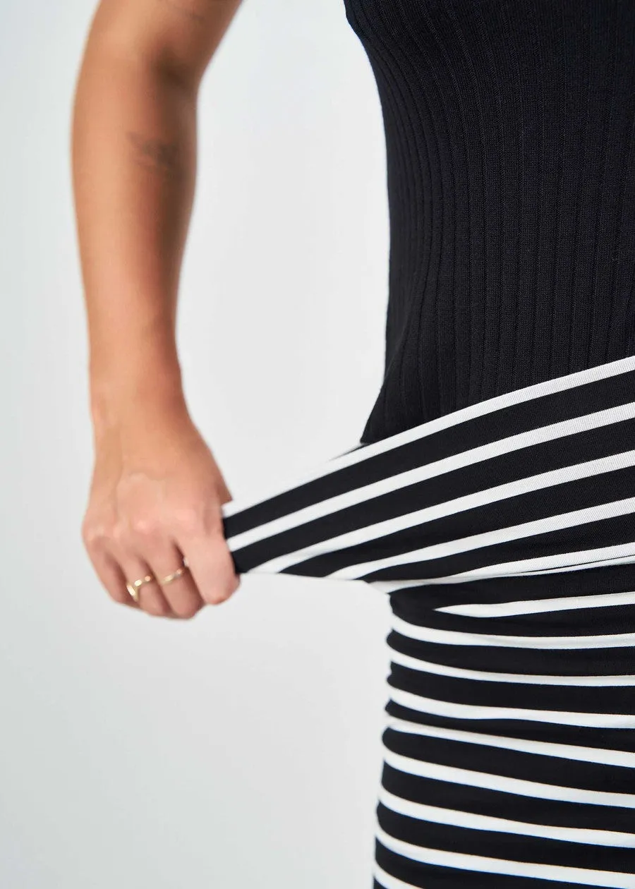 Midi Bamboo Whitney Tube Skirt - Black & White Stripe