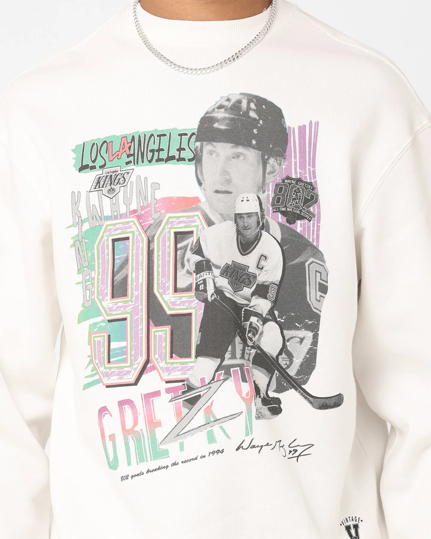 Mitchell & Ness Los Angeles Kings Wayne Gretzky Electric Crewneck Vintage White