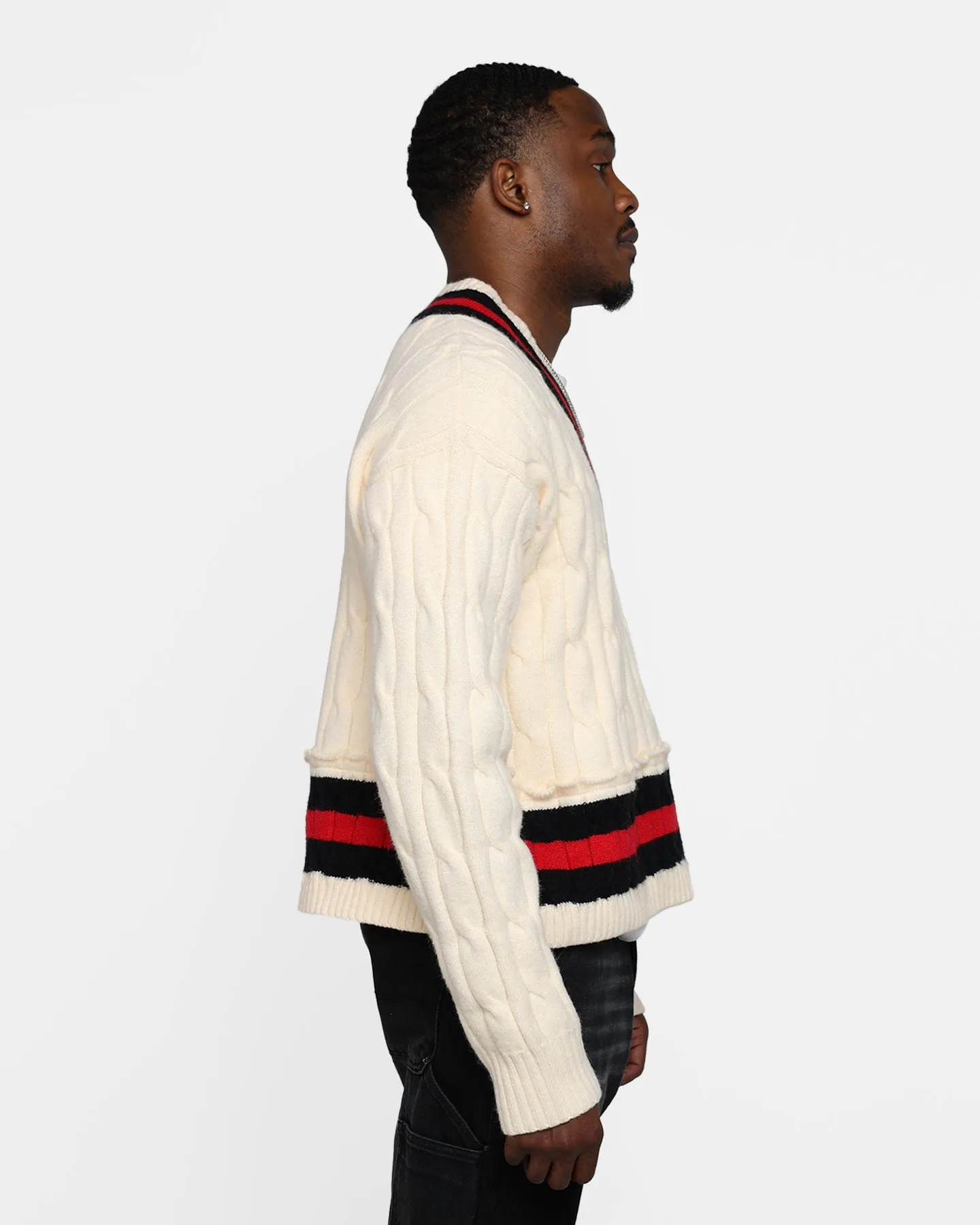 MNML Classic V Neck Sweater Off White