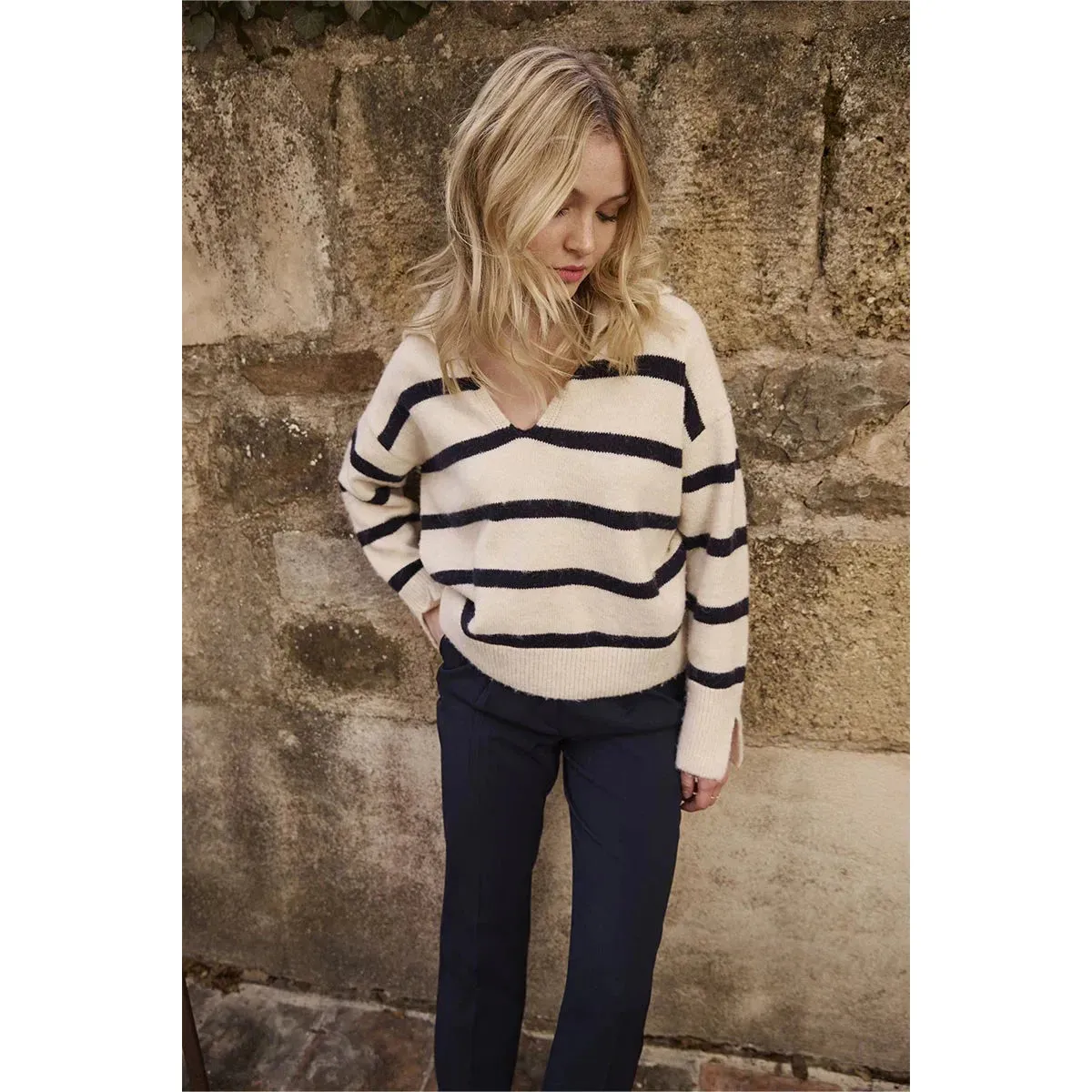 Molly Bracken Striped Polo Sweater