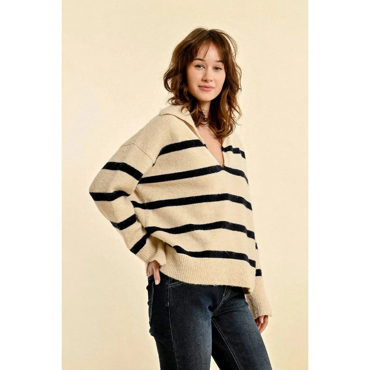 Molly Bracken Striped Polo Sweater