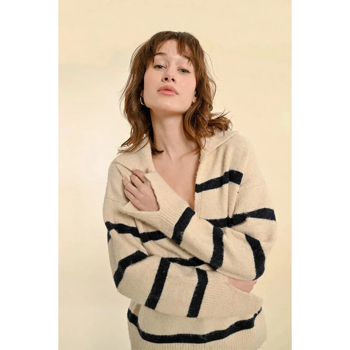 Molly Bracken Striped Polo Sweater