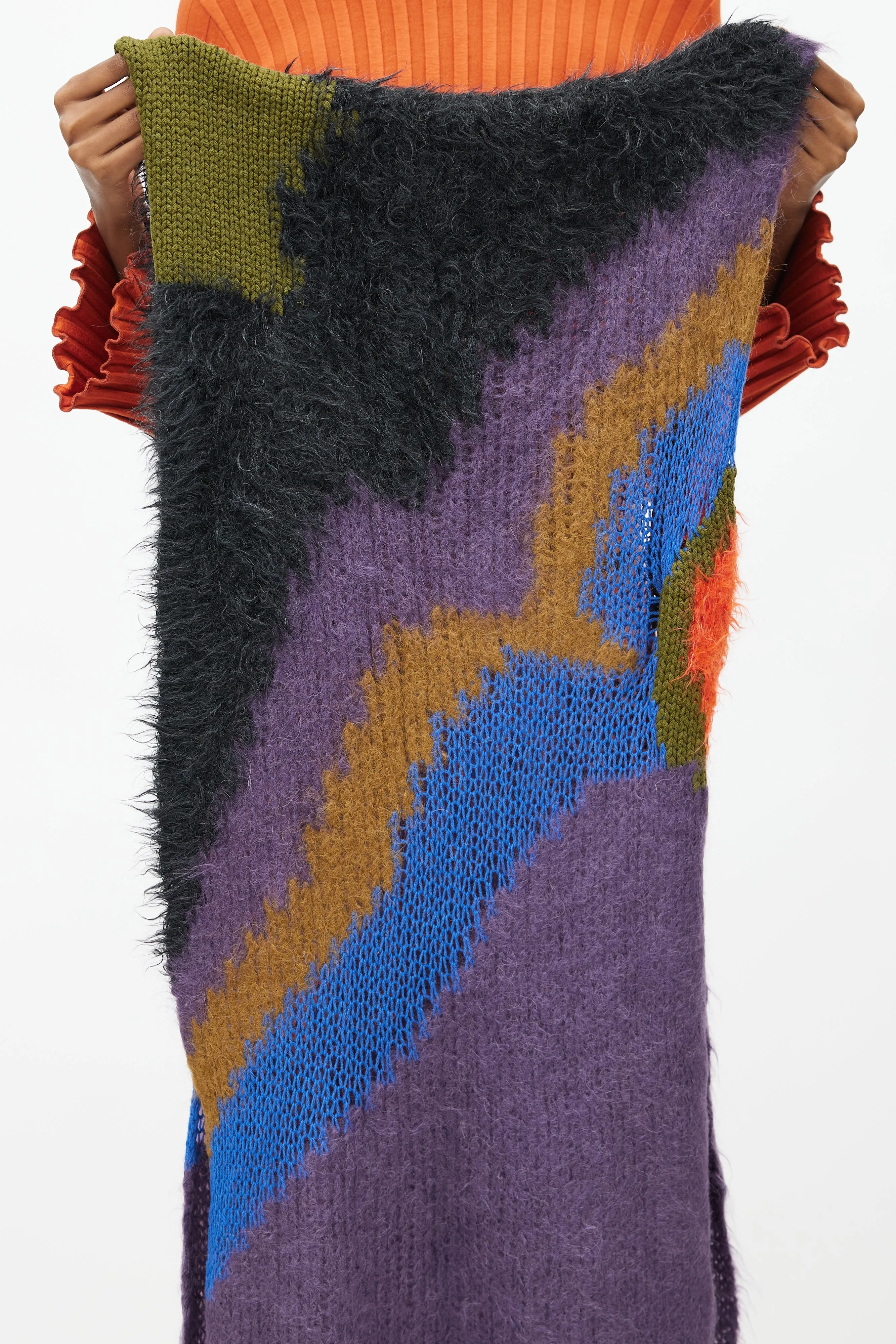 Multicolour Mixed Yarn Knit Long Scarf