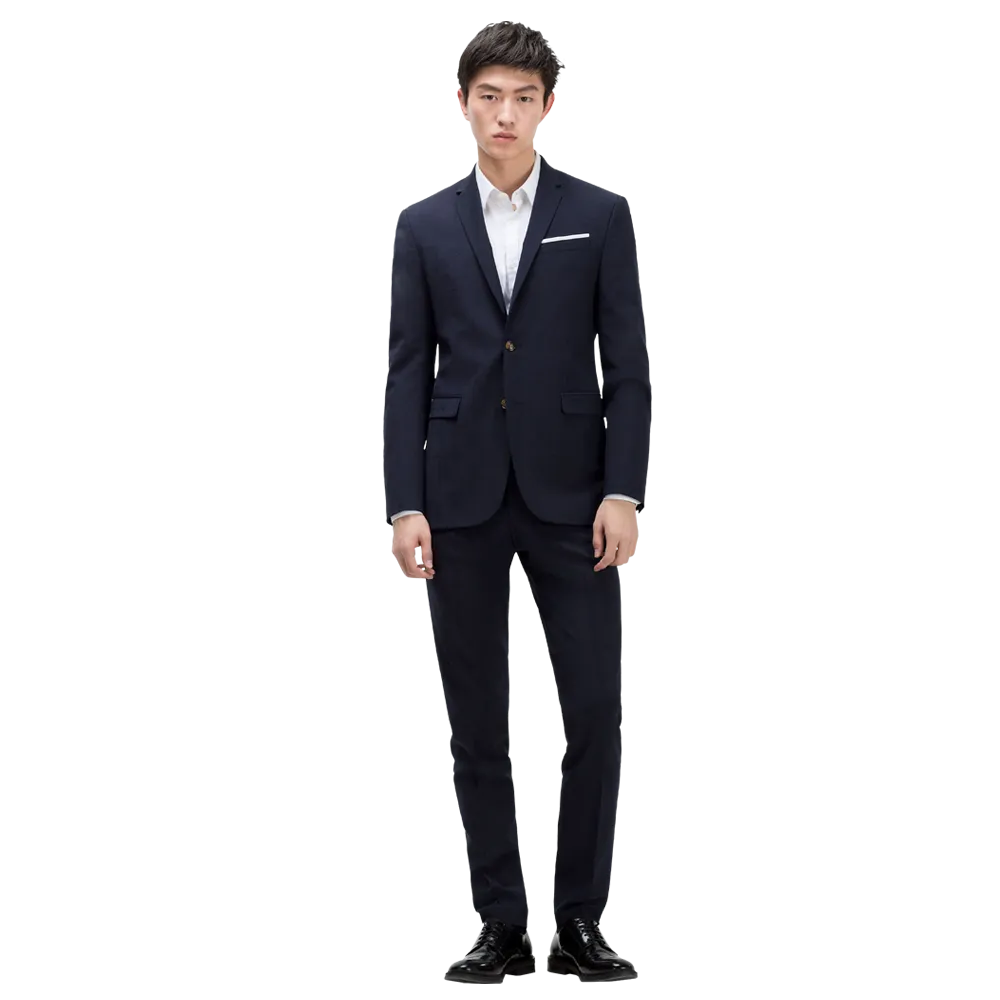 Navy Blue Checked Suit