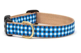 Navy Gingham Dog Collar