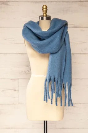 Newnham Blue | Oversized Soft Knit Scarf