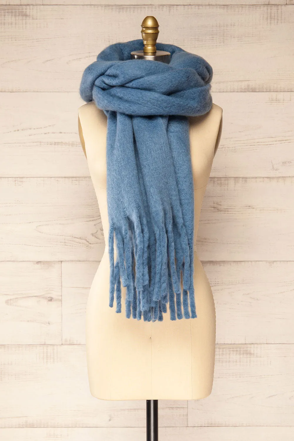 Newnham Blue | Oversized Soft Knit Scarf