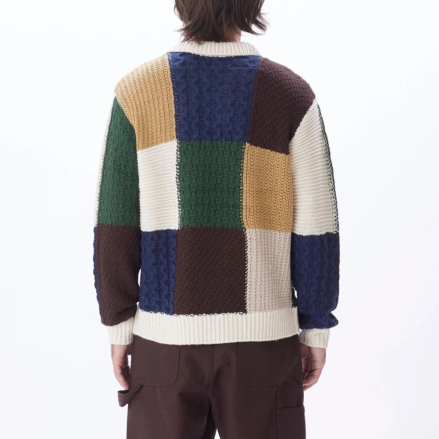 Obey Oliver Patchwork Sweater - Unbleached Multi