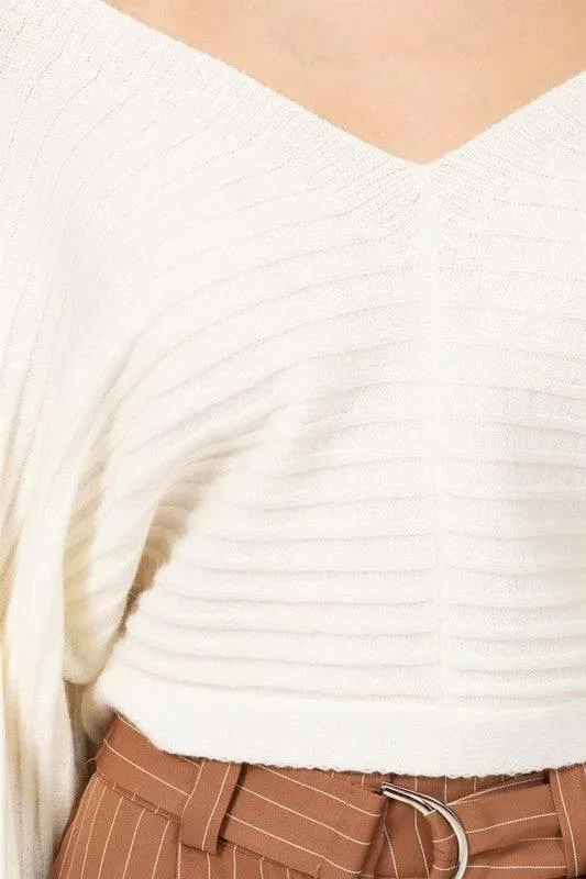 Open back cropped sweater