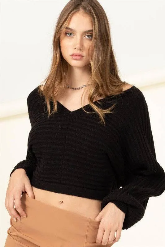 Open back cropped sweater