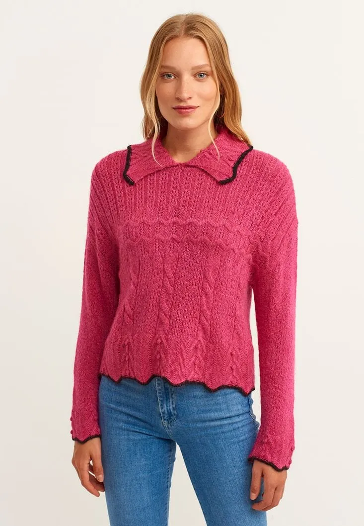 OXXO - Openwork Polo Neck Sweater