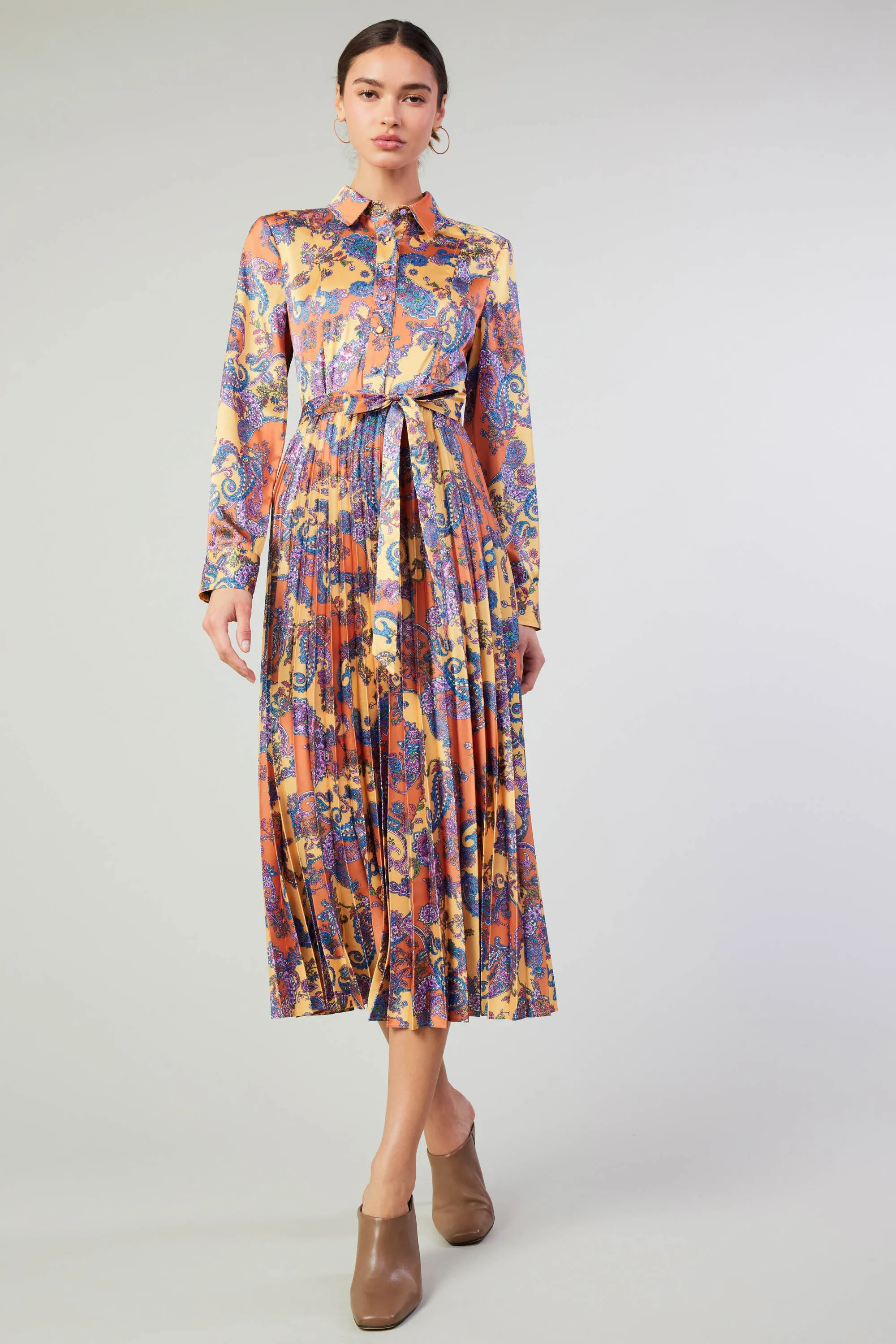 Paisley Pleated Maxi Dress