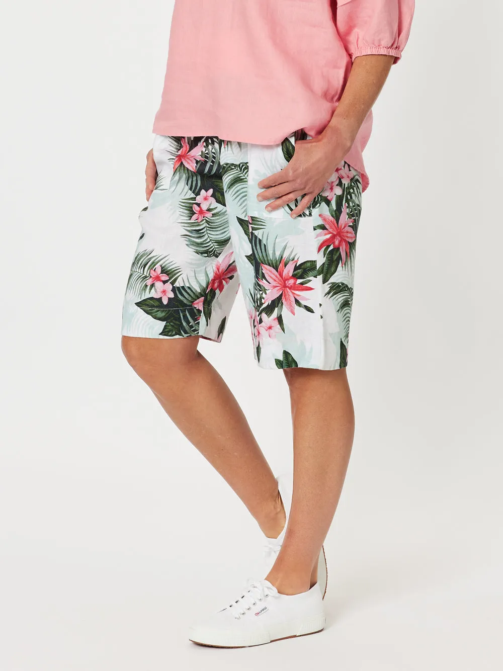 Paradise Print Short - Khaki