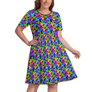 Park Balloons Women's Round Neck Plus Size Dress With Pockets