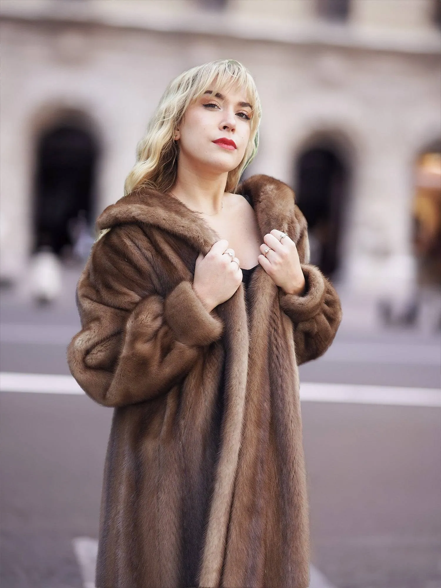 Pastel Autumn Haze Brown Mink Fur Coat Coats L