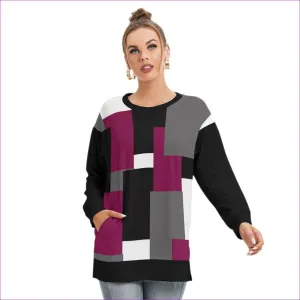 Patchwork Womens Side Split O-neck Sweatshirt