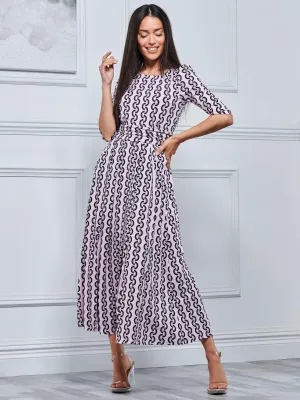 Pauline Sleeved Maxi Dress, Pink Pattern