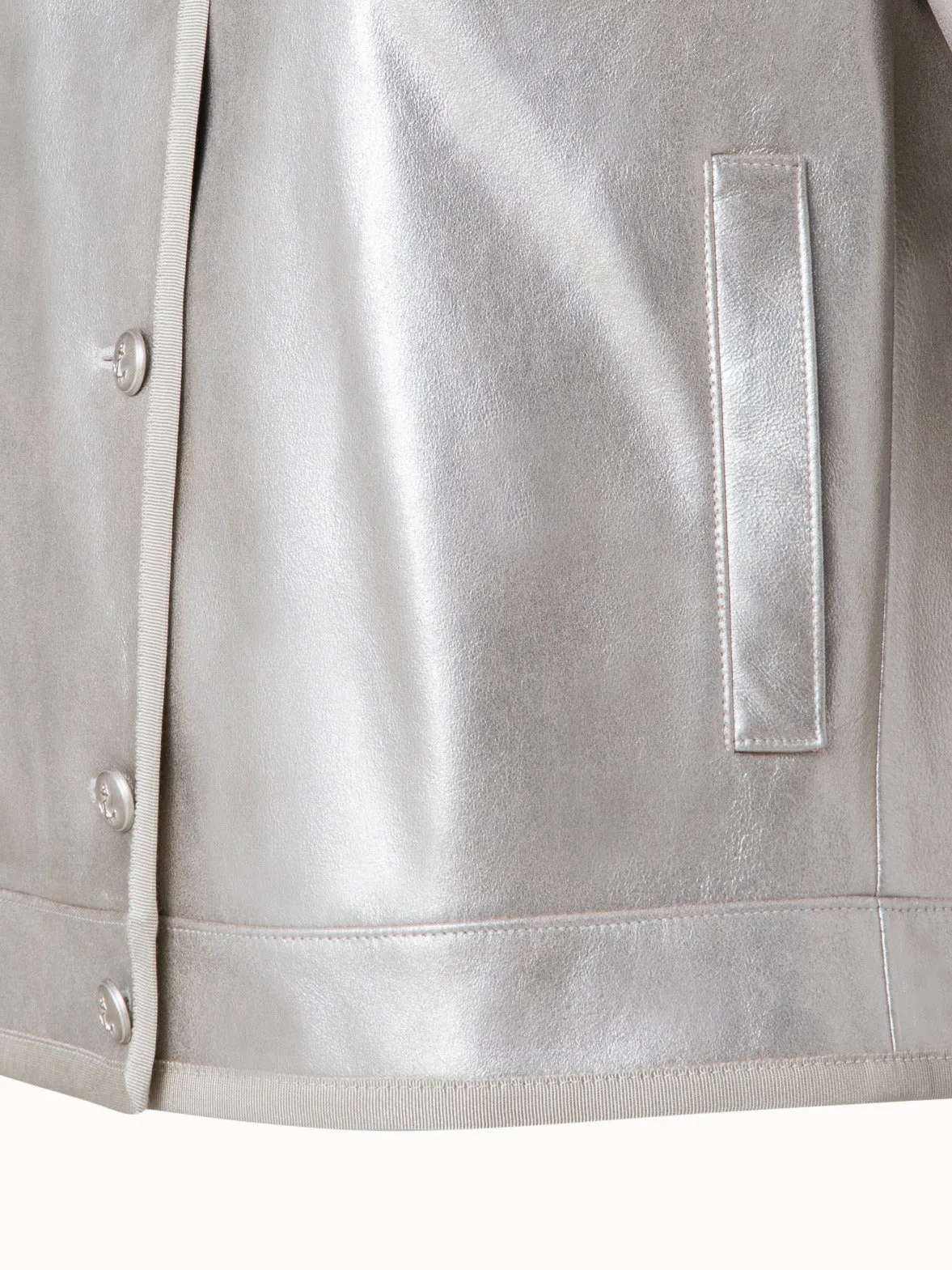 Pearlized Lambskin Leather Jacket