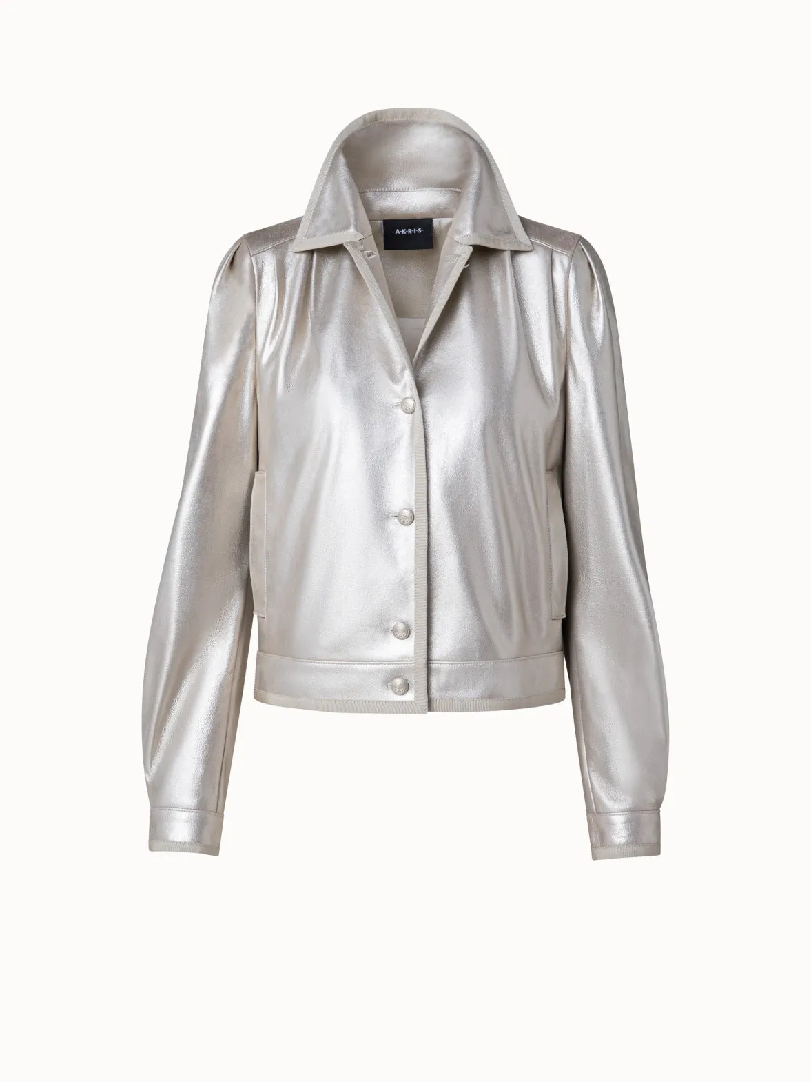 Pearlized Lambskin Leather Jacket