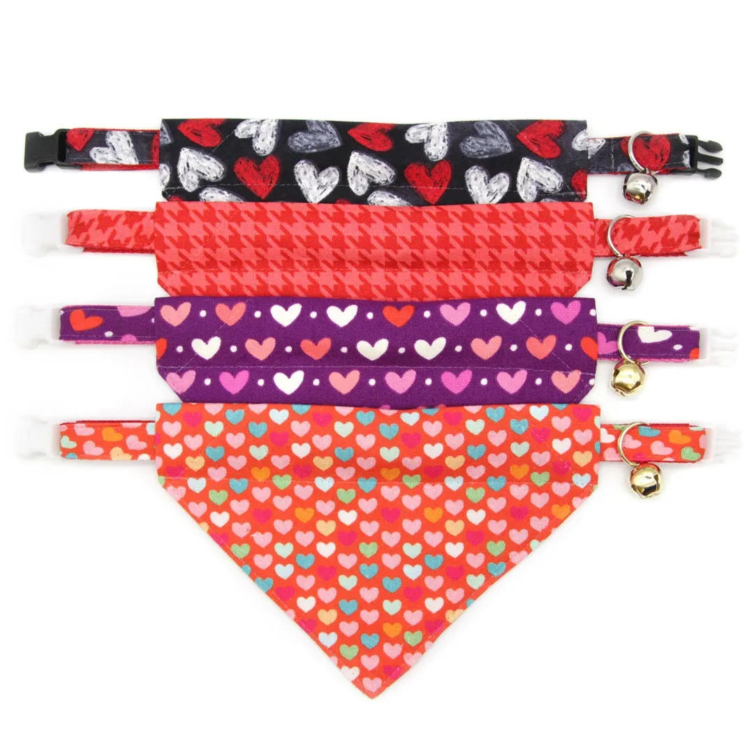 Pet Bandana - "Modern Love" - Candy Hearts on Red Bandana for Cat   Small Dog / Valentine's Day / Slide-on Bandana / Over-the-Collar (One Size)