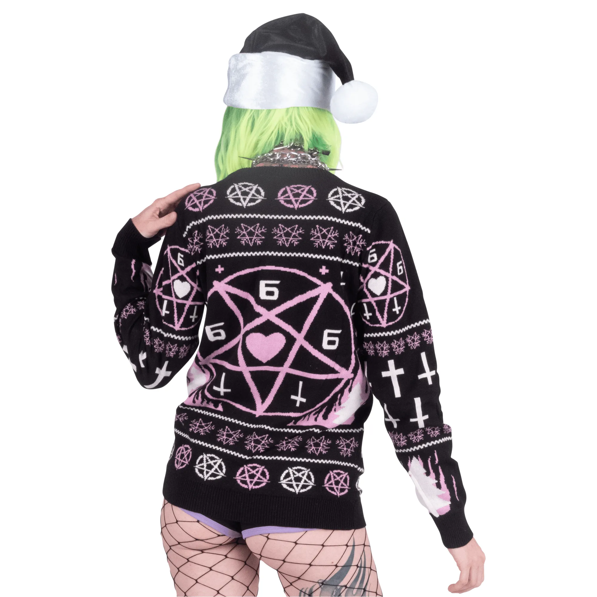 Pink Merry 666mas Knit Christmas Sweater