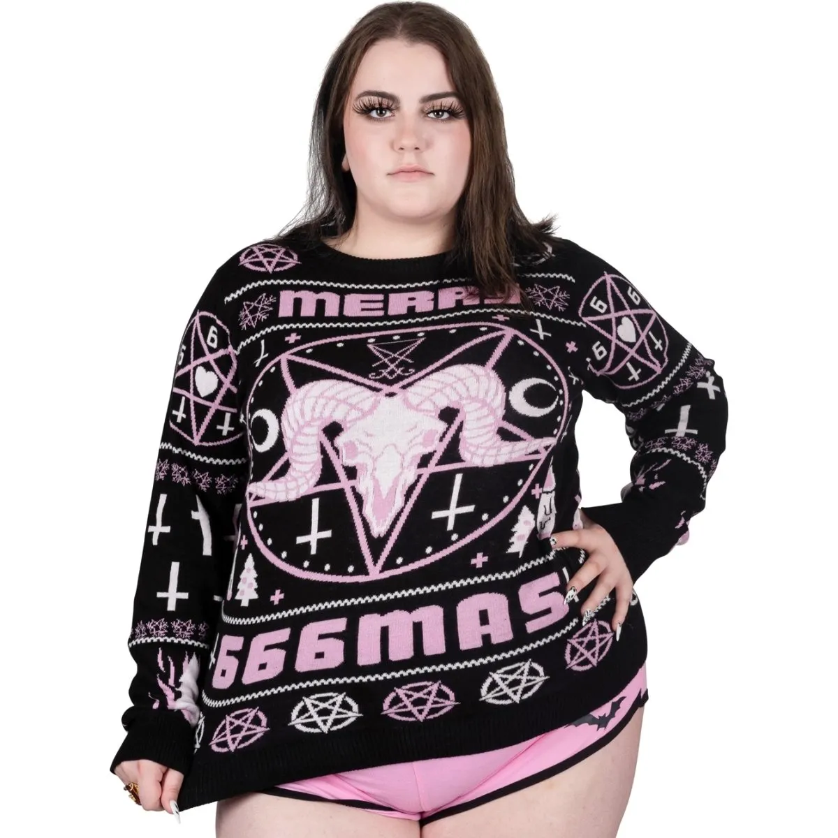 Pink Merry 666mas Knit Christmas Sweater