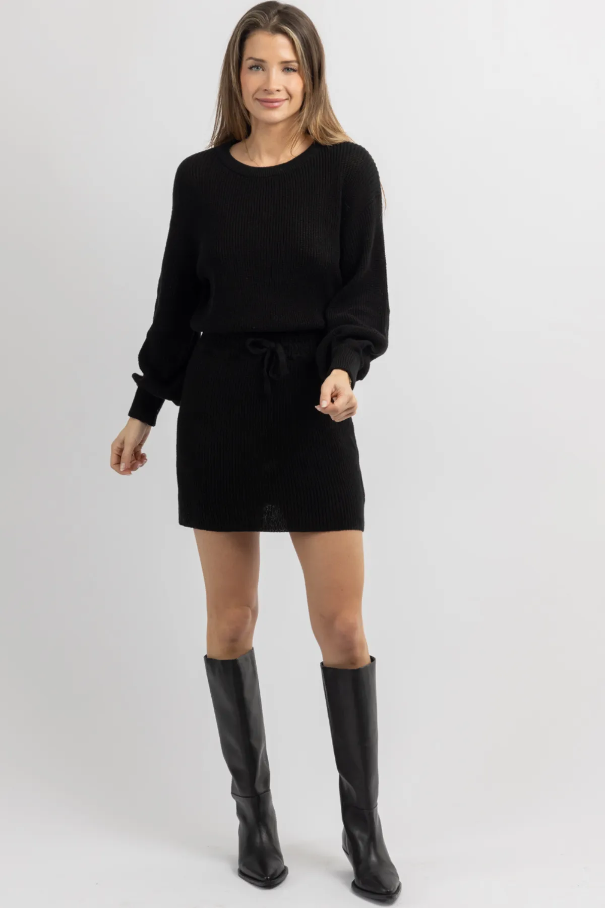 PIPER BLACK BALLOON SLEEVE DRESS