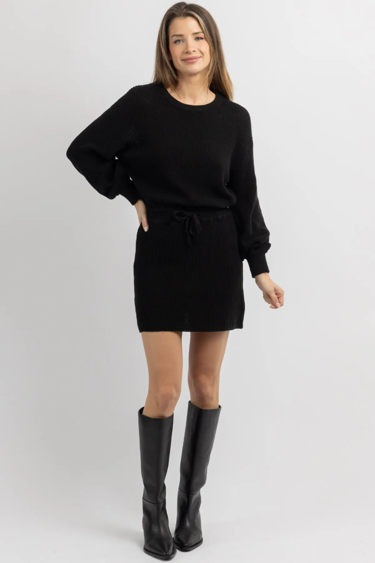 PIPER BLACK BALLOON SLEEVE DRESS