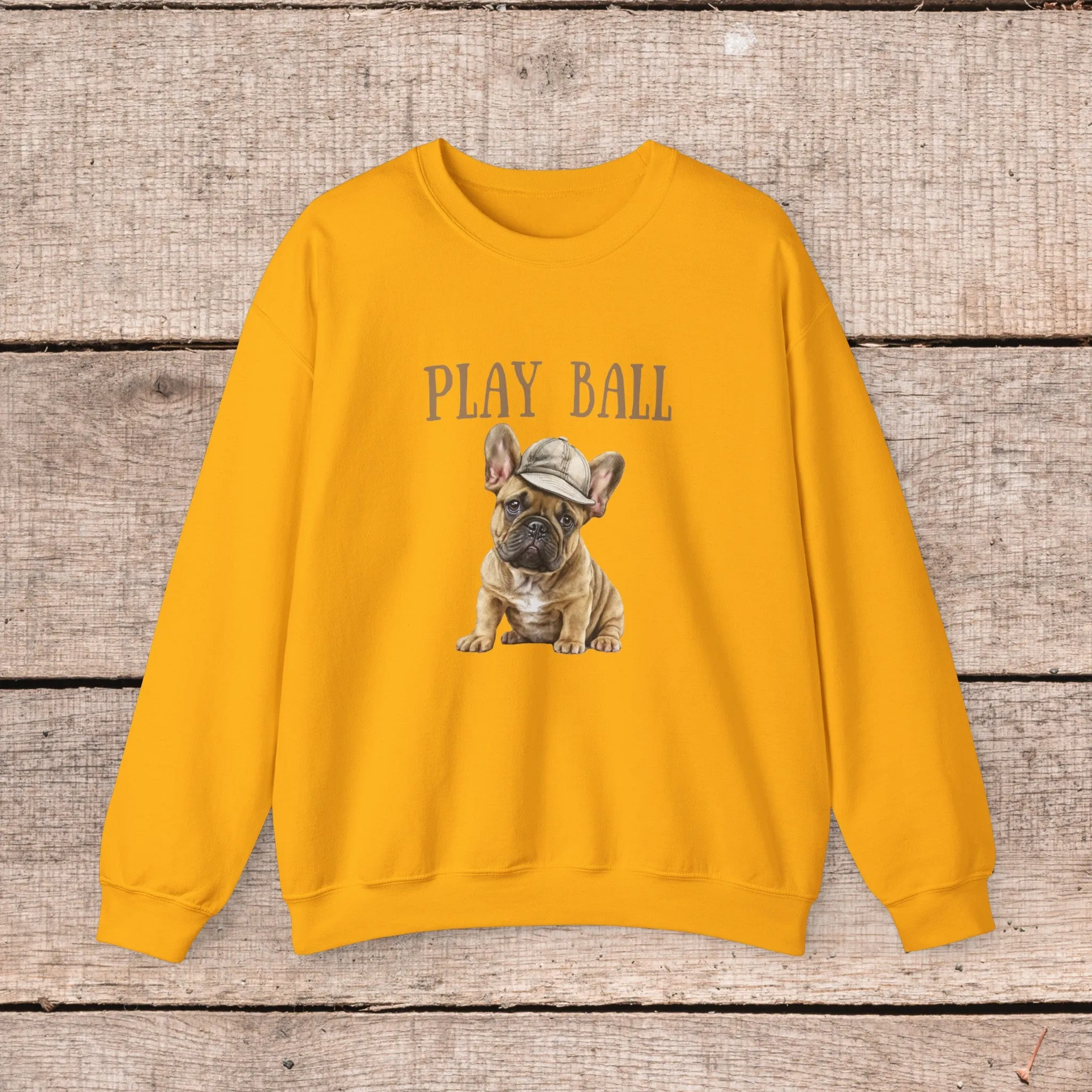 Play Ball with Cute Frenchie Style Crewneck Pullover Sweatshirt, Gift for Her, gift for Him, Dog Lover Gift, Frenchie mama shirt, Bulldog sweater gift