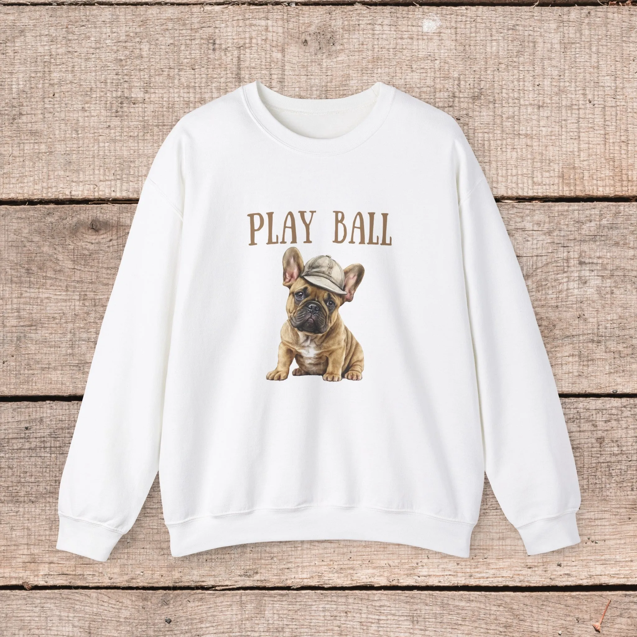 Play Ball with Cute Frenchie Style Crewneck Pullover Sweatshirt, Gift for Her, gift for Him, Dog Lover Gift, Frenchie mama shirt, Bulldog sweater gift