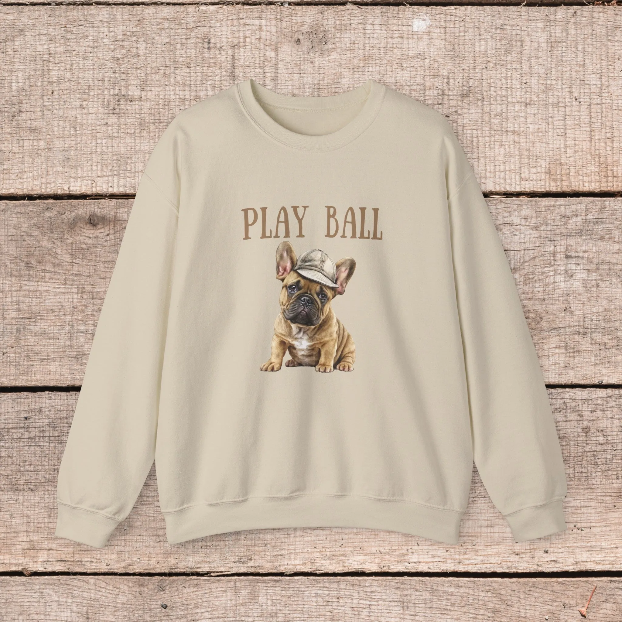 Play Ball with Cute Frenchie Style Crewneck Pullover Sweatshirt, Gift for Her, gift for Him, Dog Lover Gift, Frenchie mama shirt, Bulldog sweater gift