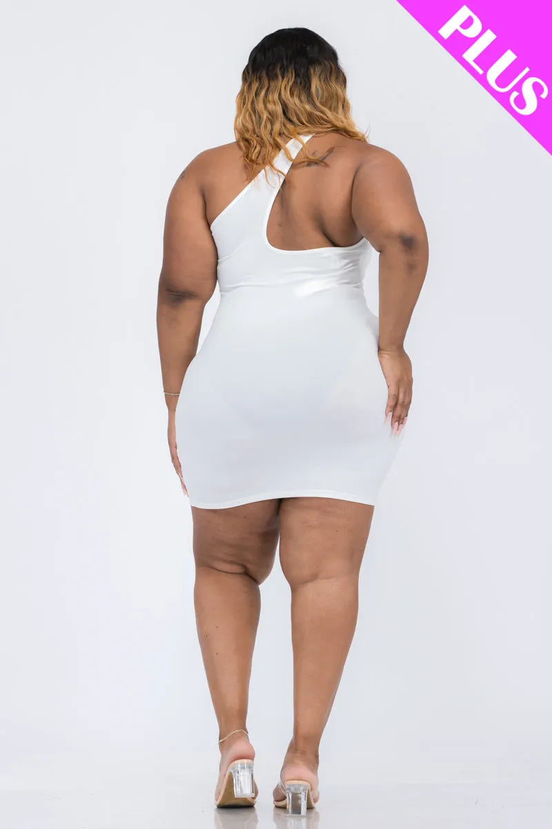 Plus Size One Shoulder Bodycon Mini Dress (CAPELLA)