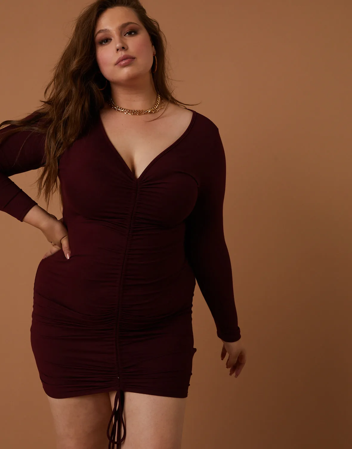 Plus Size Scrunch Front Dress