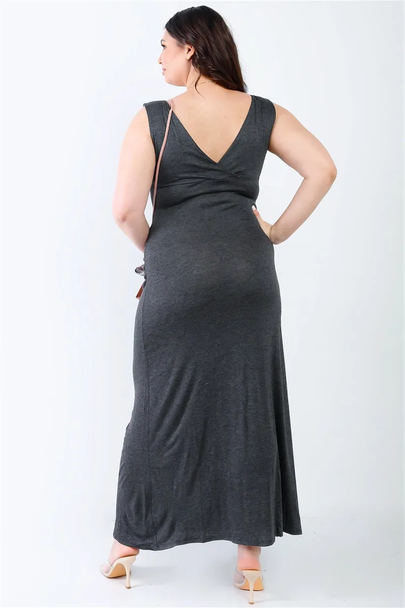 Plus Size V-Neck Sleeveless Maxi Dress