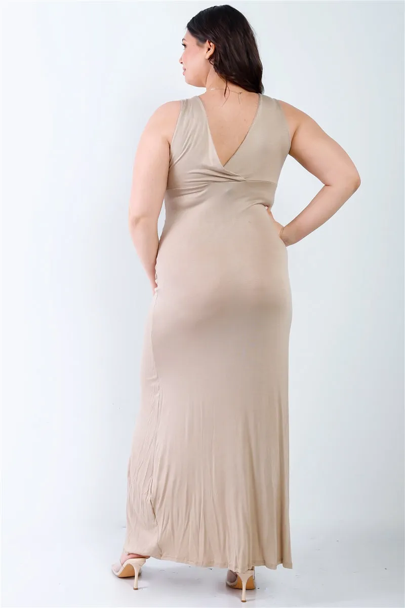 Plus Size V-Neck Sleeveless Maxi Dress