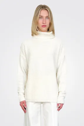 Plush Turtleneck Sweater - Off White