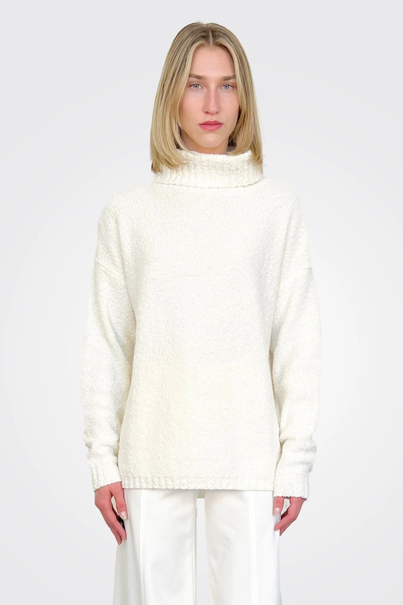 Plush Turtleneck Sweater - Off White