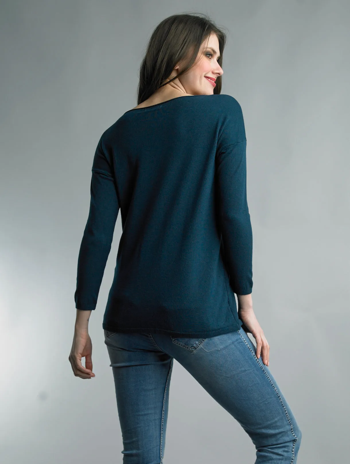 Pocket Crewneck Knit Italian Sweater in 5 Colors