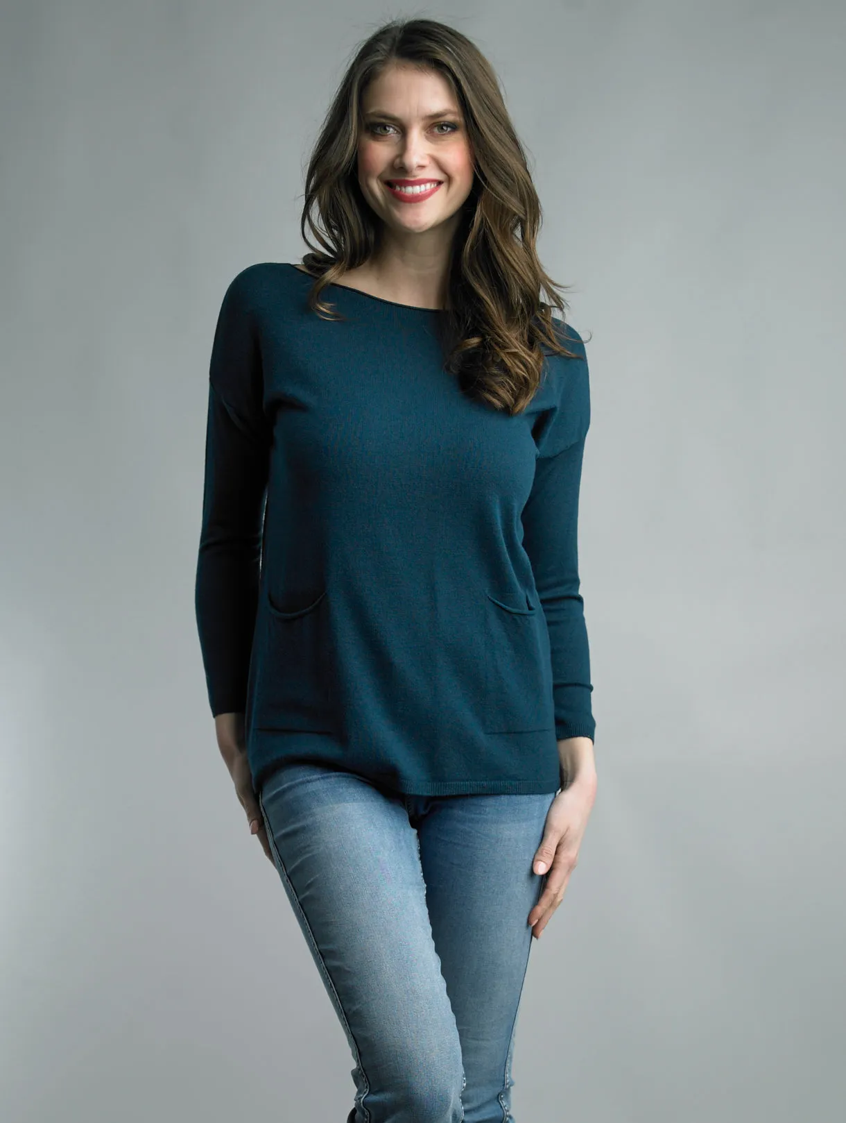 Pocket Crewneck Knit Italian Sweater in 5 Colors