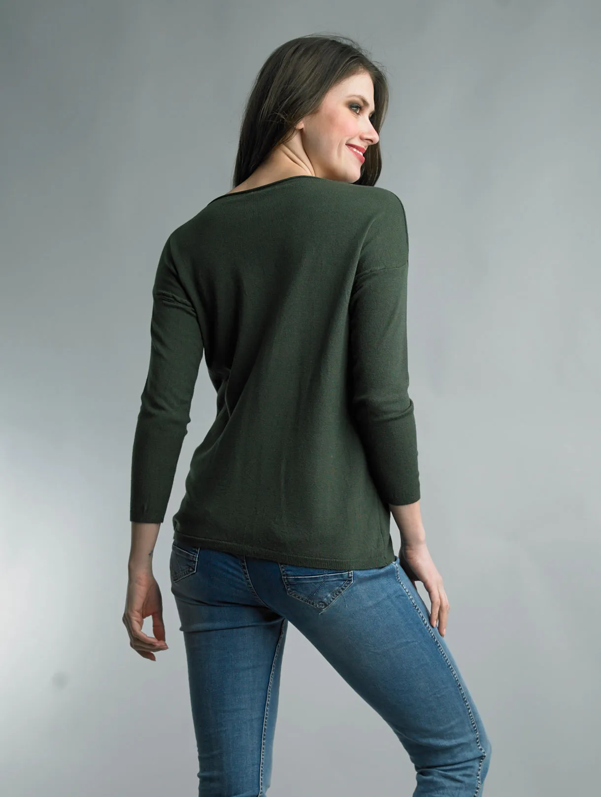 Pocket Crewneck Knit Italian Sweater in 5 Colors