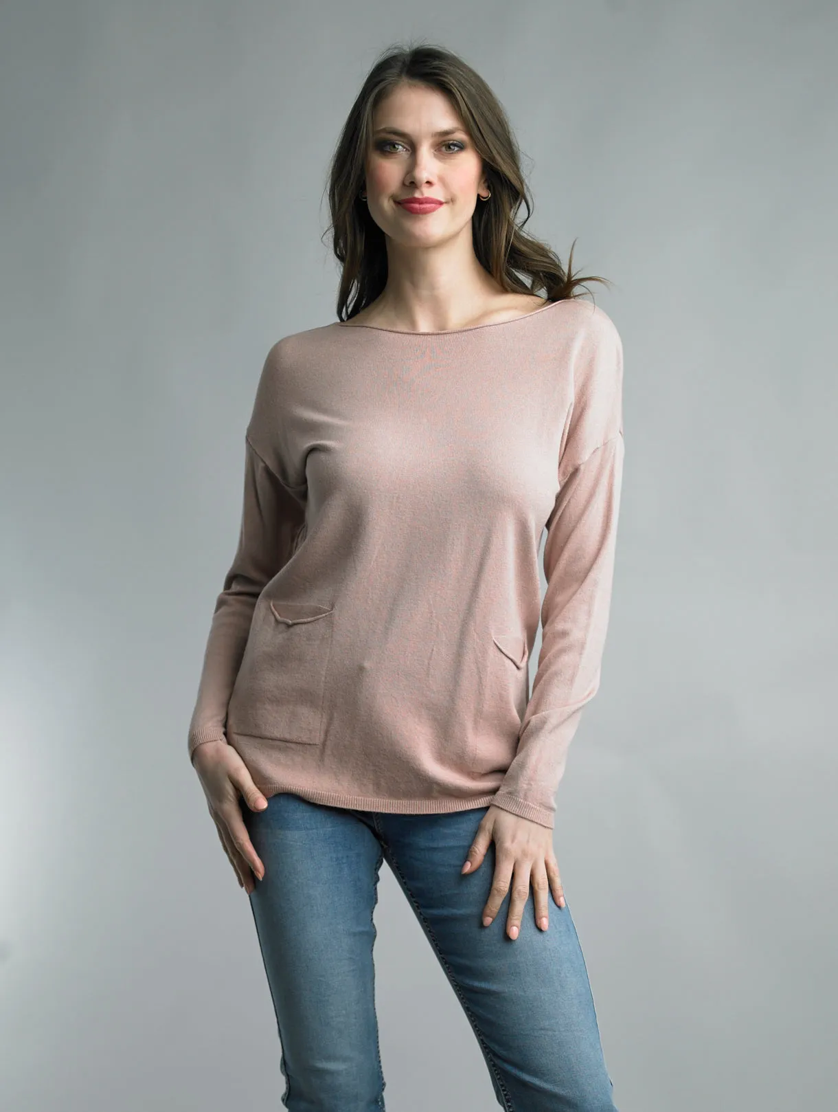 Pocket Crewneck Knit Italian Sweater in 5 Colors