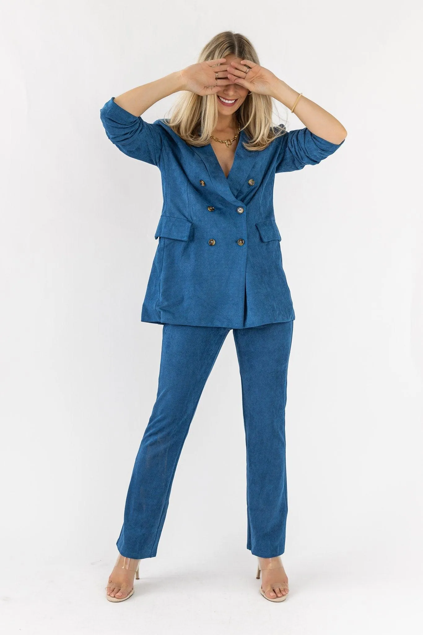 Posh Company Blue Twill Set - Final Sale