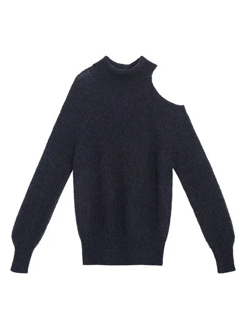 Pre Order:  Bare Shoulder Turtleneck Knit Sweater