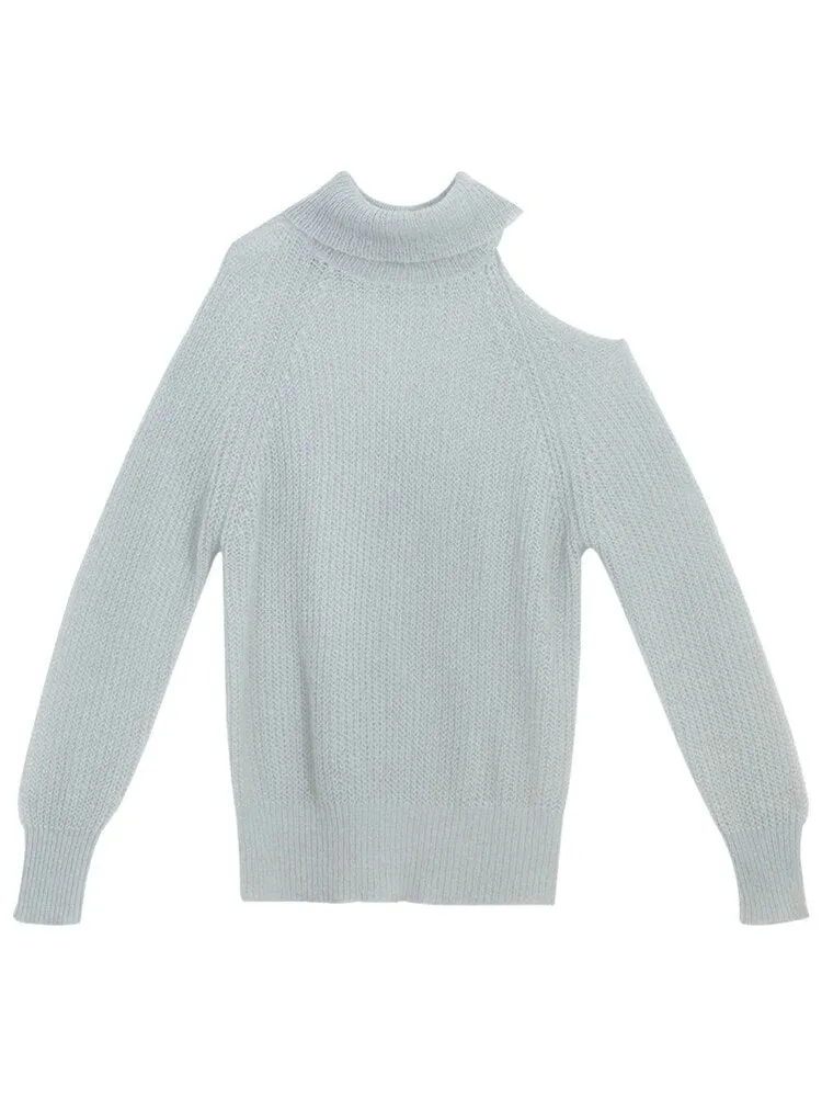 Pre Order:  Bare Shoulder Turtleneck Knit Sweater