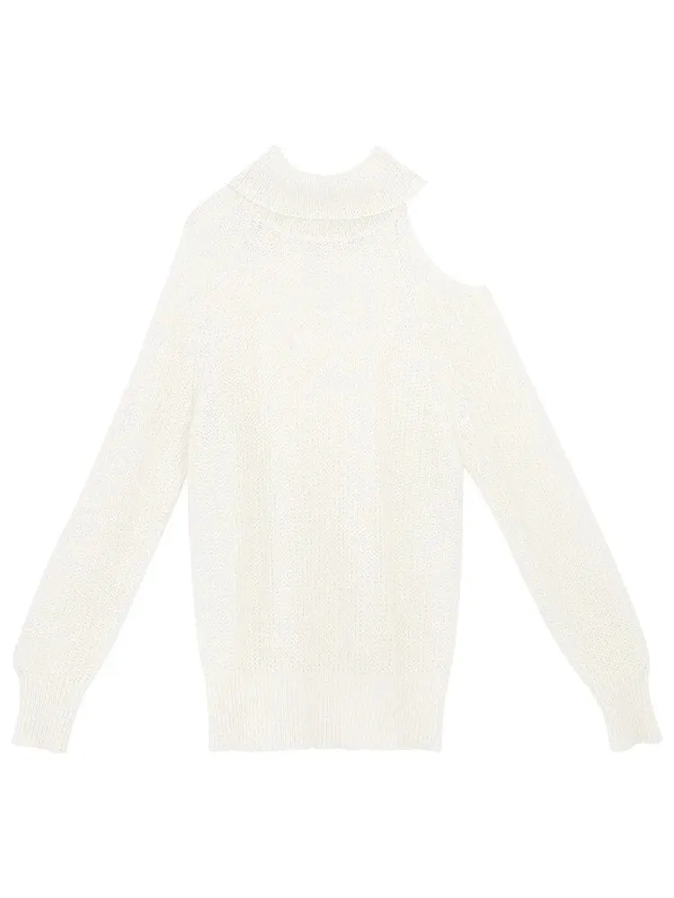 Pre Order:  Bare Shoulder Turtleneck Knit Sweater