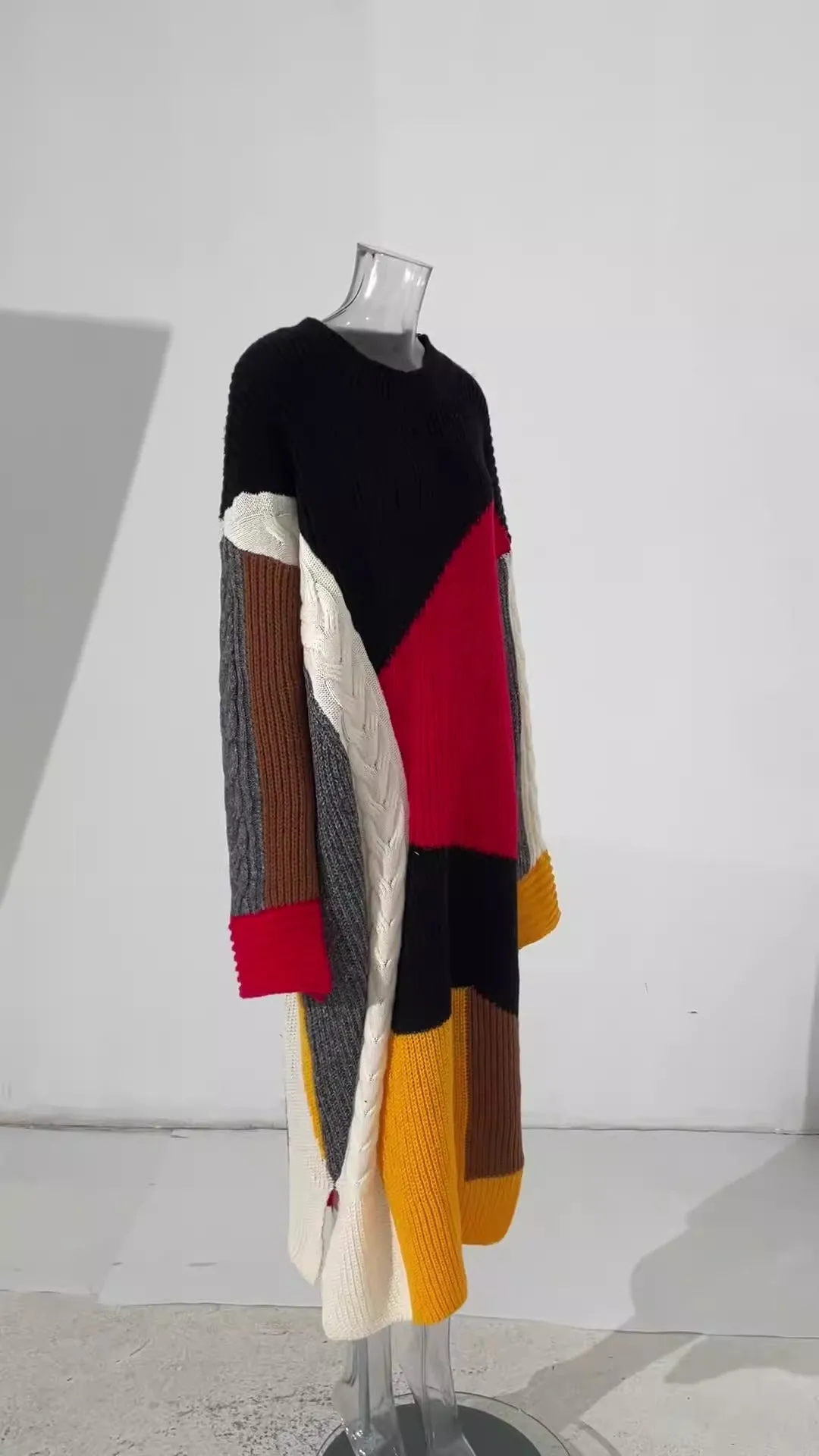 Pre Order:  Color Block Splicing Knitted Dress