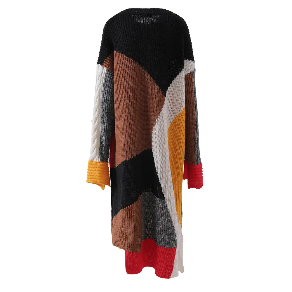 Pre Order:  Color Block Splicing Knitted Dress